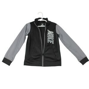 Boys Nike Jacket Size 6 Black And Grey Full Zip